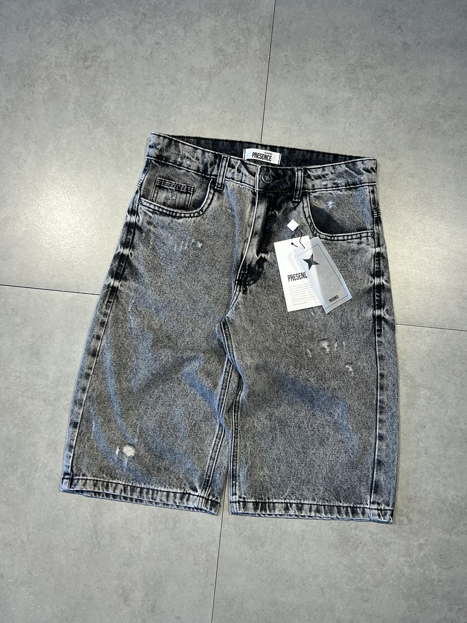 BERMUDA JEANS JORTS "GREY STONE" - 9060