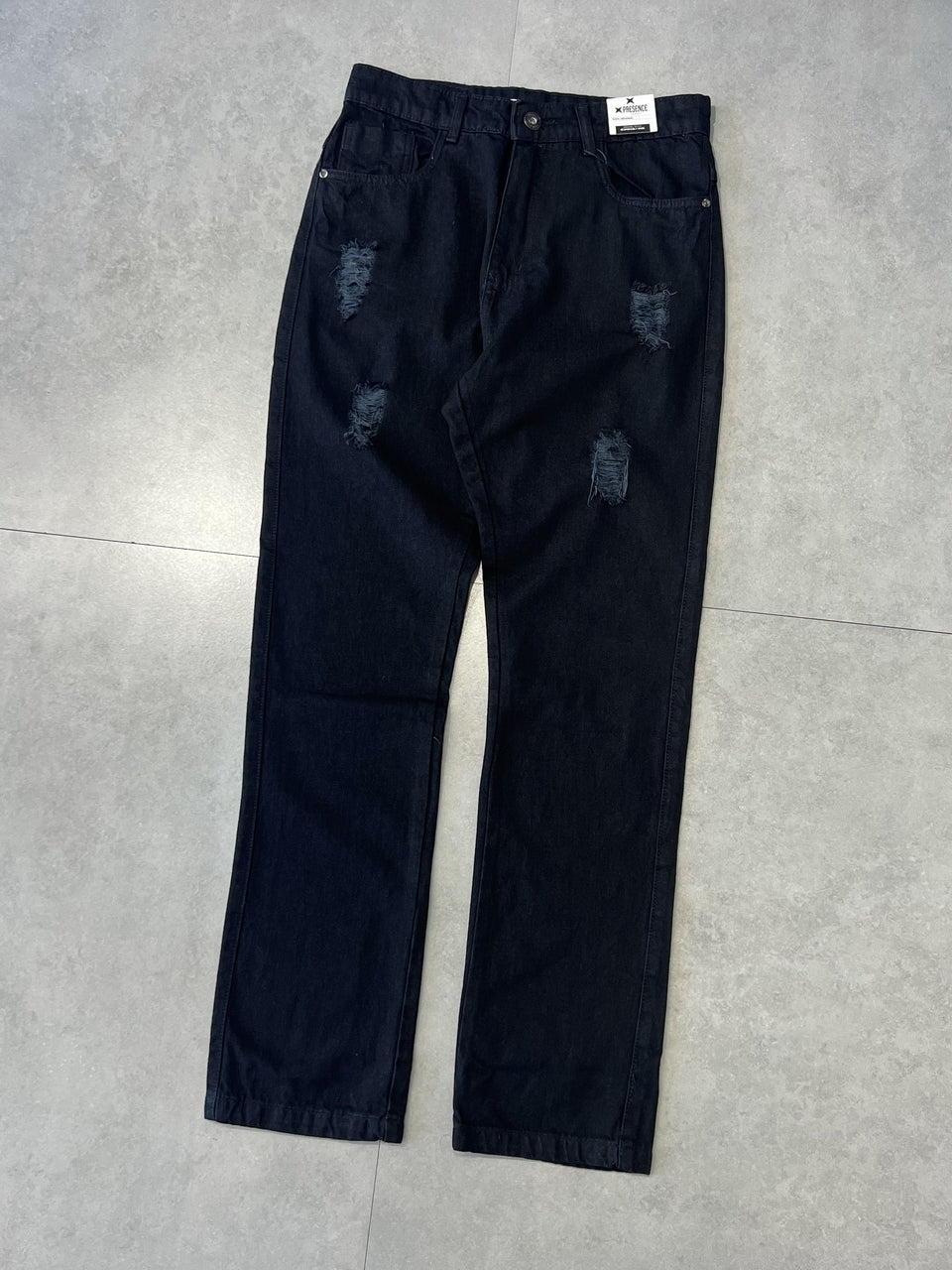 CALÇA JEANS RETA "DESTROYED BLACK" - 7577