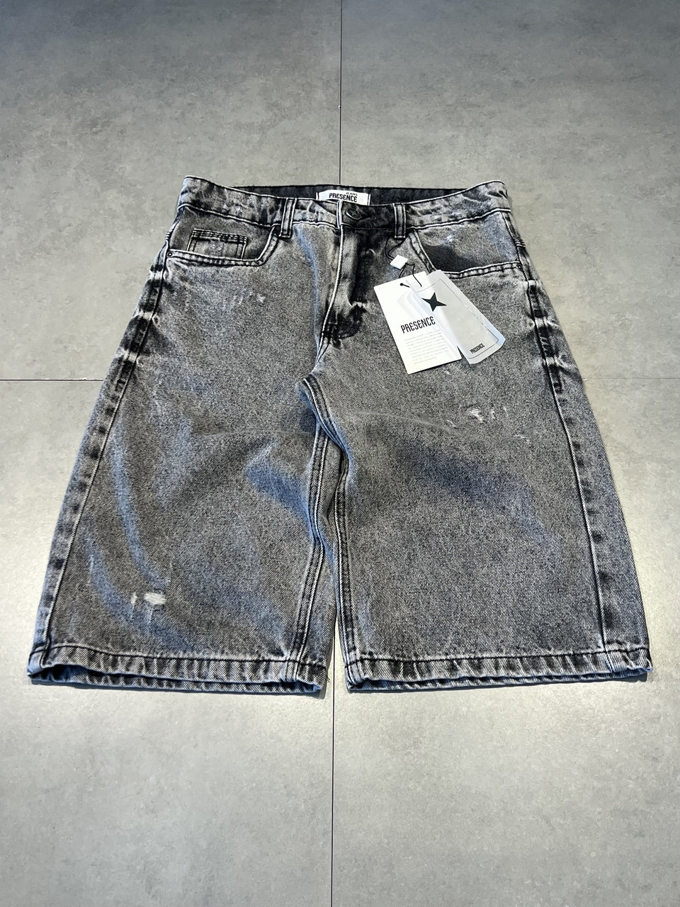 BERMUDA JEANS JORTS "GREY STONE" - 9060