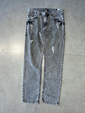 CALÇA JEANS RETA " DESTROYED GREY " - 7566