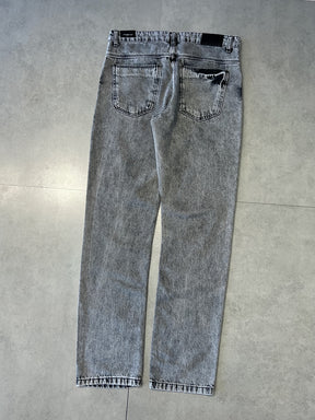 CALÇA JEANS RETA " DESTROYED GREY " - 7566
