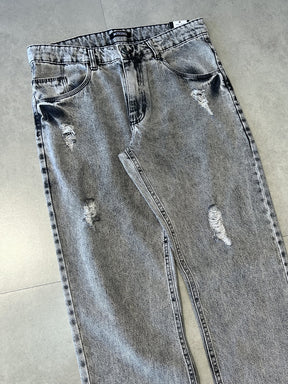 CALÇA JEANS RETA " DESTROYED GREY " - 7566