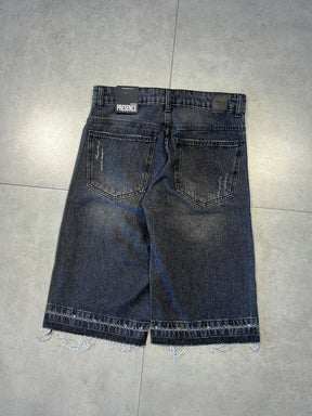 BERMUDA JEANS JORTS "BLACK FLARE" - 9081